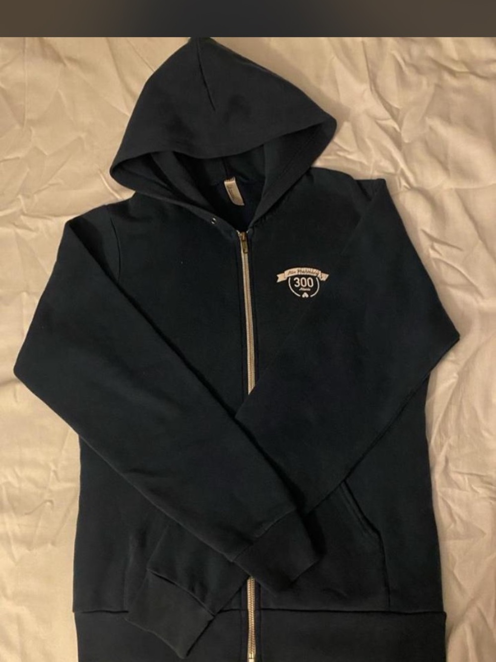 American Apparel Navy Zip-Up Hoodie with Small Crest